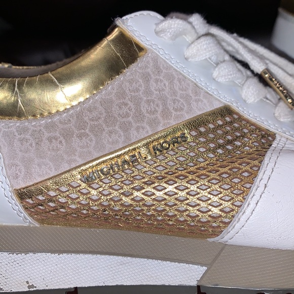 Michael Kors Gold & White Sneakers - Picture 7 of 16